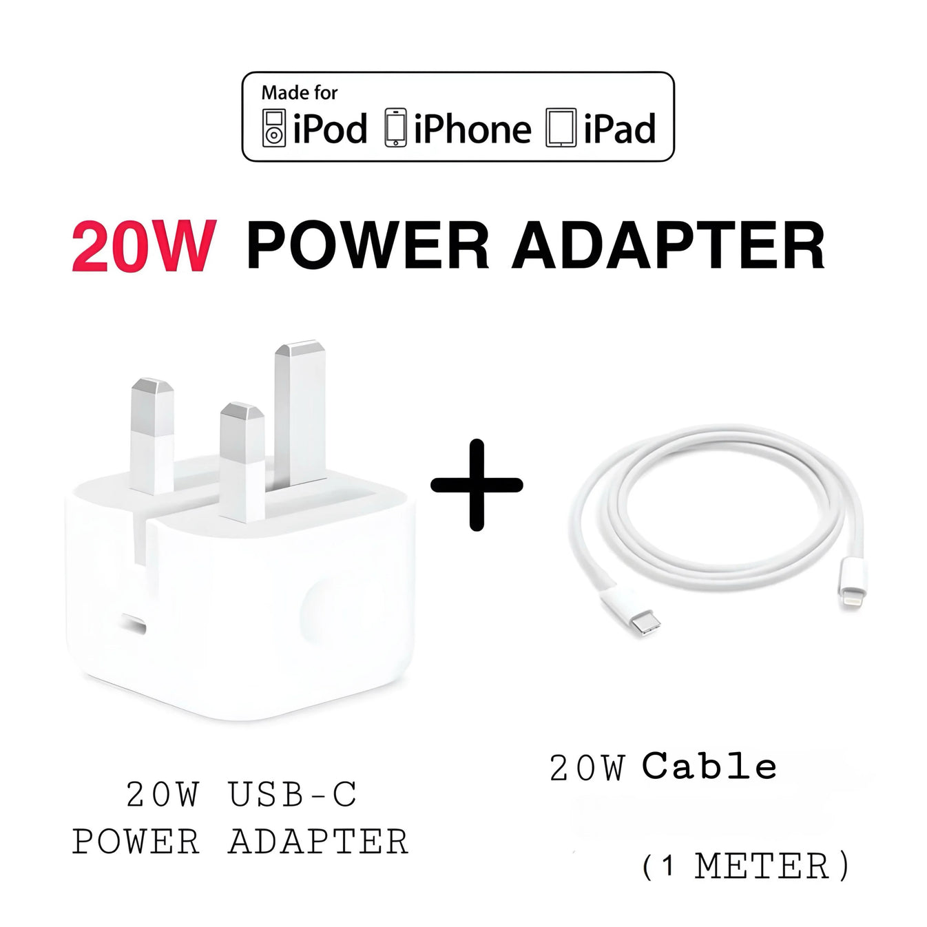 20W Fast Charger + FREE data Cable